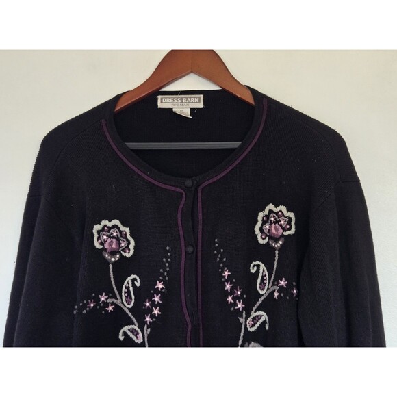 Dress Barn Sweater Womens 1X Plus Black Cardigan Whimsigoth Witchy Goth Fairy - Picture 2 of 8